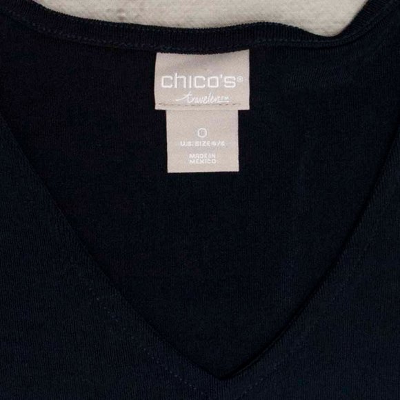 Chico's Travelers Navy Dolman Sleeve Tunic Popover Tunic Top size S - Picture 7 of 7